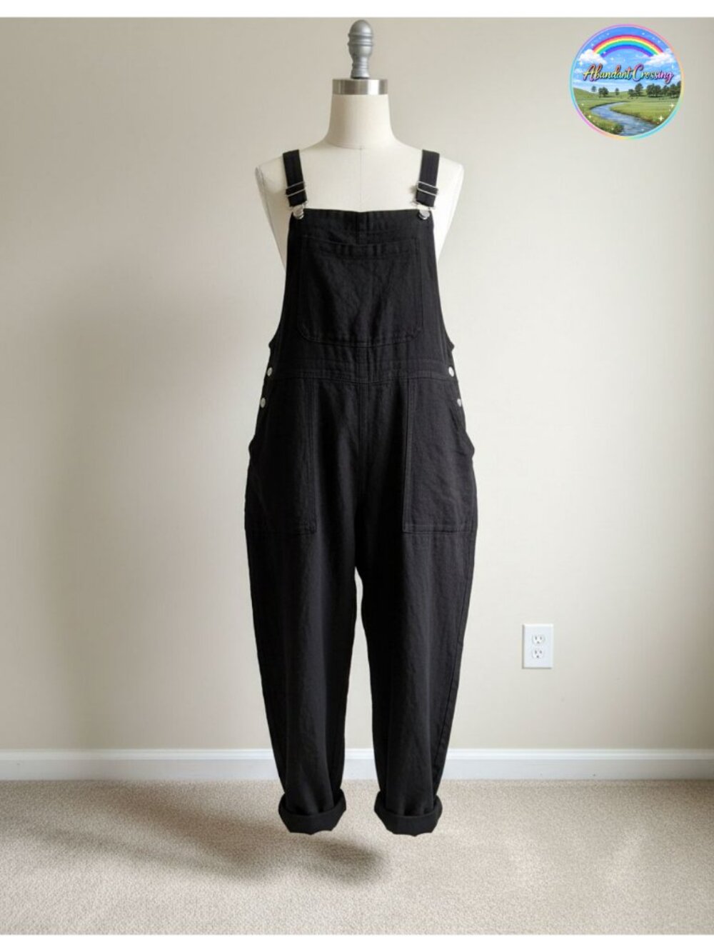 Linen Blend Overalls Baggy Jumpsuit Loose Wide Leg Romper Adjustable Straps